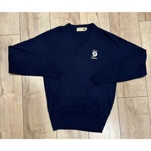 VTG 80s Logo 7 Men’s Medium NFL Dallas Cowboys Navy V-Neck Sweater Embroidered